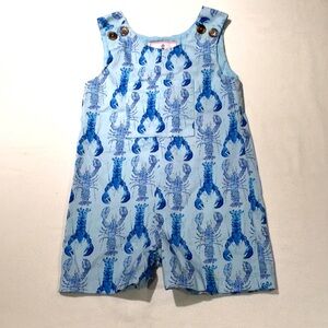 Classic Prep Blue Lobster Print Kids Shortall